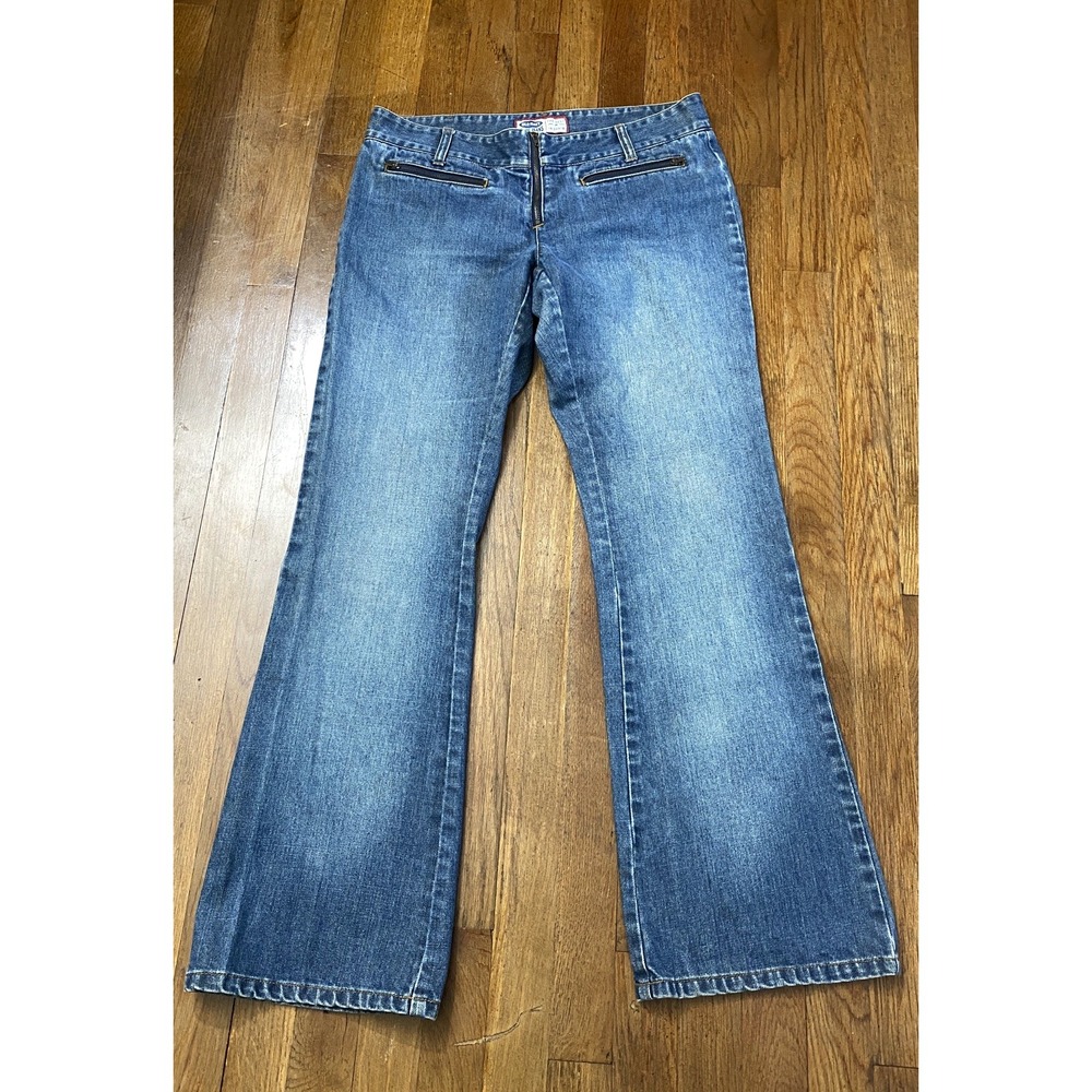 Vintage 90s Old Navy Jeans Womens Sz 10 Flared Bootcut Low Rise Blue Zip Pockets